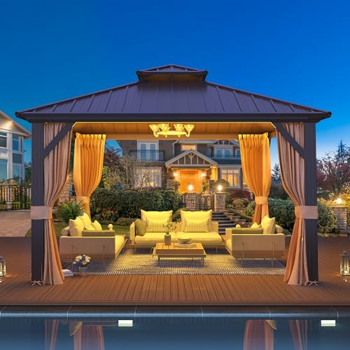 10' x 12' Hardtop Gazebo with Aluminum Frame and Galvanized Steel Double Roof P134