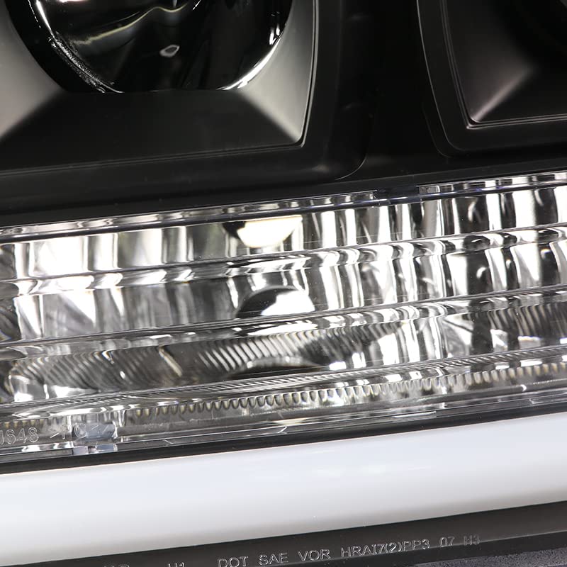LED Light Bar Chrome Housing Projector Headlights for GMC Sierra 1500 2500HD 3500HD Left Right Pair Headlamps Assembly G587