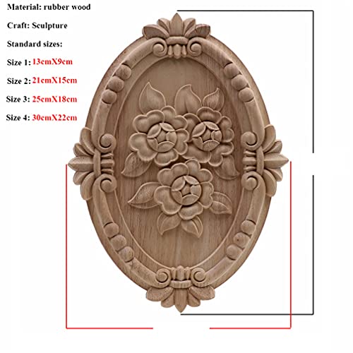 Natural Floral Wood Carved Wooden Figurines Corner Appliques Frame Wall Door Furniture Wood Carving Decorative 10cmX55cm D66426
