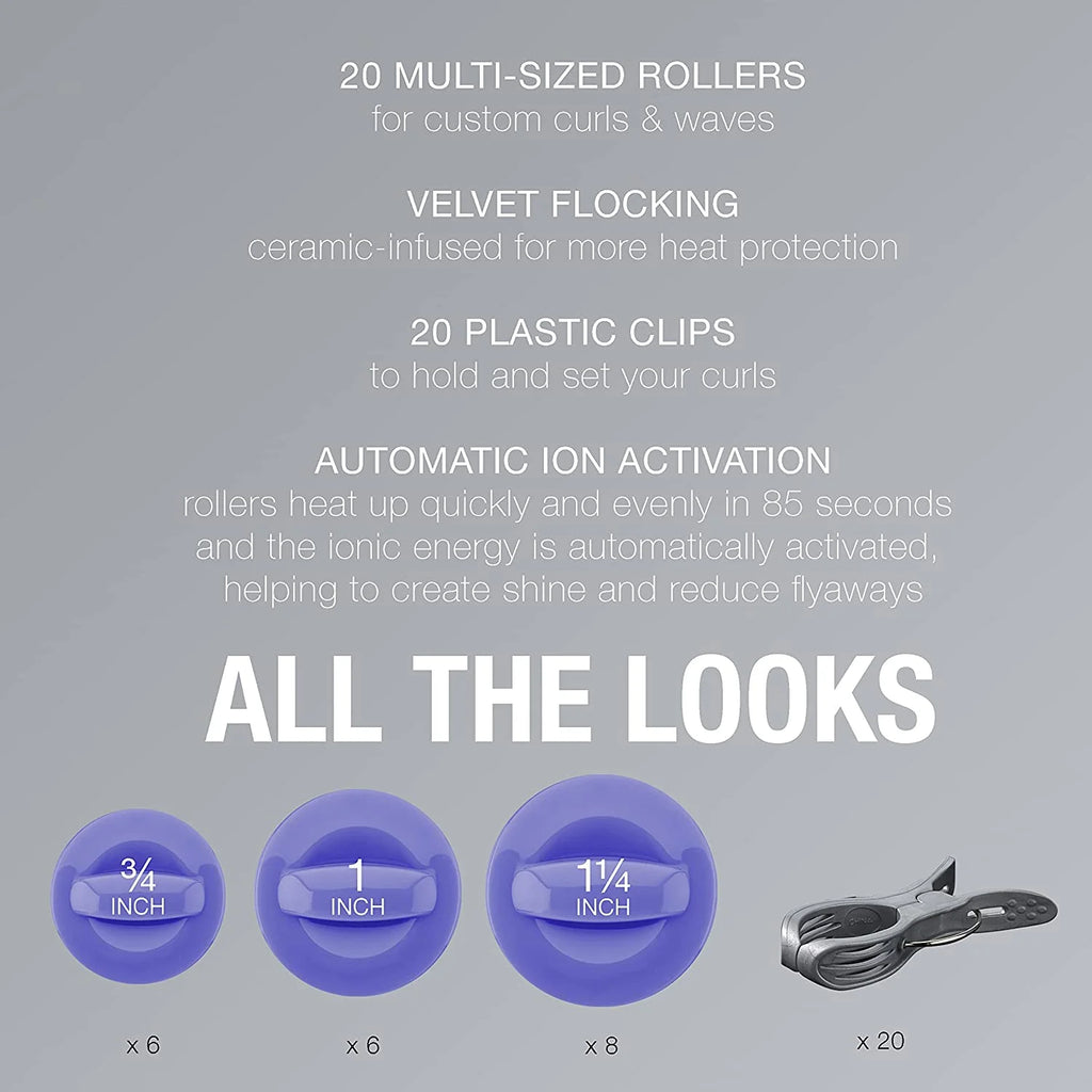 Ceramic Flocked Hot Roller Set with 20 Hair Rollers T737566