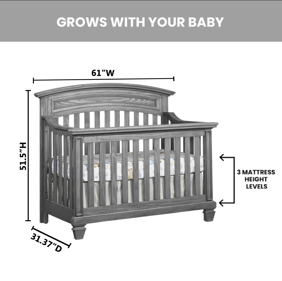 Brushed Gray 4 in 1 Convertible Crib Z193937