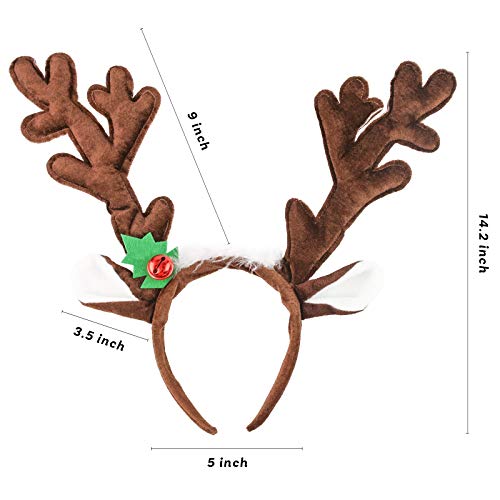 Reindeer Antlers Headband, 2PCS Deer Antlers with Bells K4665