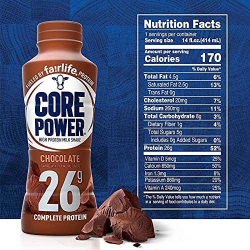 Chocolate High Protein Milk Shake, 14 fl oz, 42 gm, Pack of 6 Bottles B20652