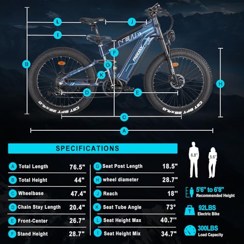 Dual Battery 48V 35AH 2000W 80-155 Miles Electric Bike 26" Fat Tire Full Suspension EBike with Dual Hydraulic Brakes M7806