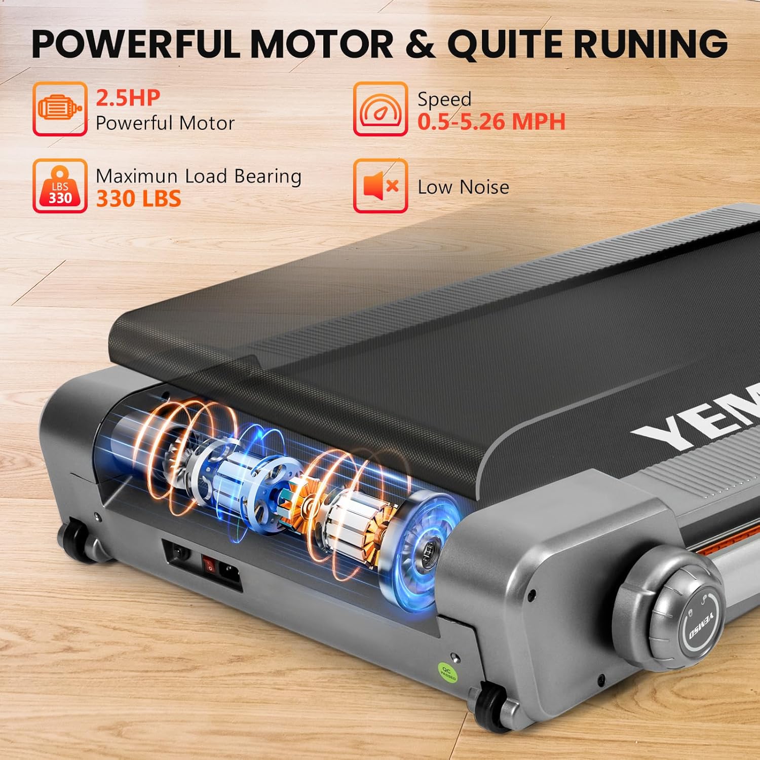 2 in 1 Foldable Treadmill with Incline, Walking Pad, 2.5HP, 330 LBS Weight Capacity P779