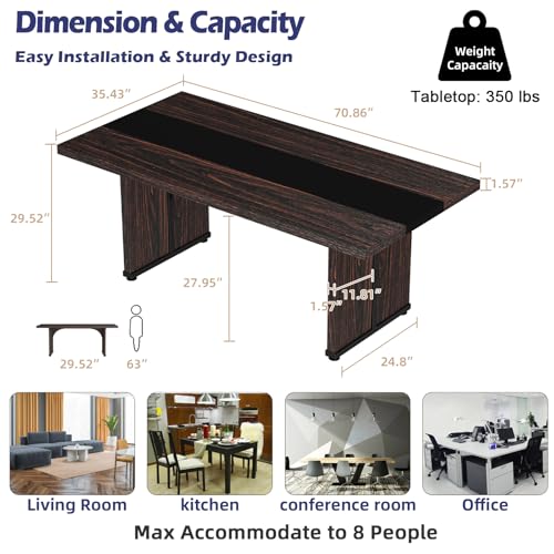 Brown Rectangle Large Wood Dining Table F45164