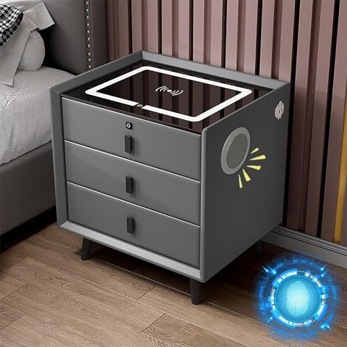 White 2 Drawer Nightstand with Wireless Charging Station I323