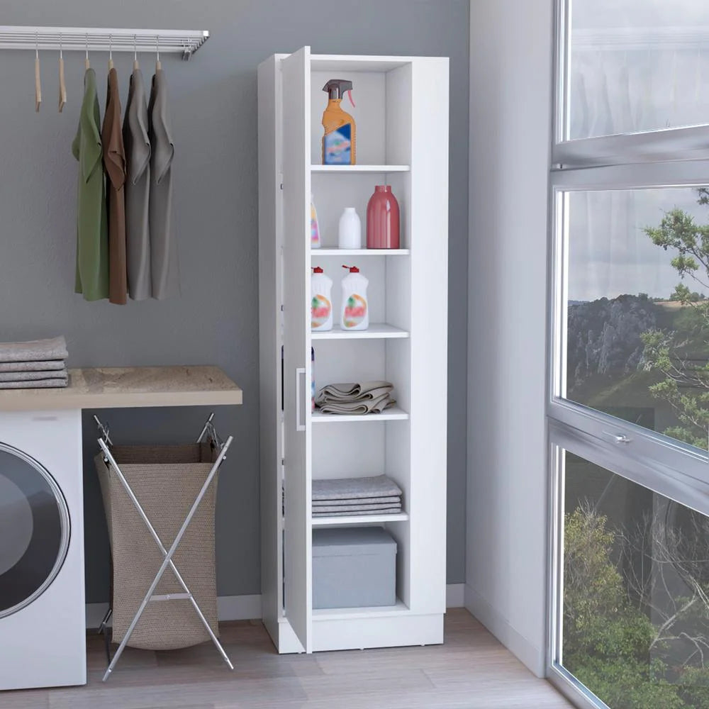 White Utility Storage Cabinet with 6-Tier Shelf G573163