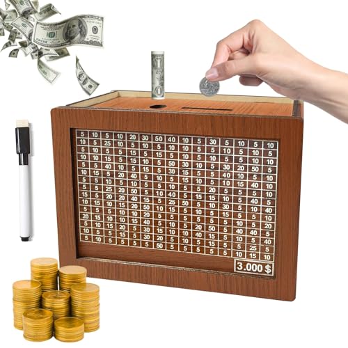Wooden Savings Box with Money Target and Numbers U801