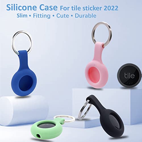 4 Packs Silicone Case for Tile Tracker Tag with Keychain (Black,Green,Pink,Blue) U854370