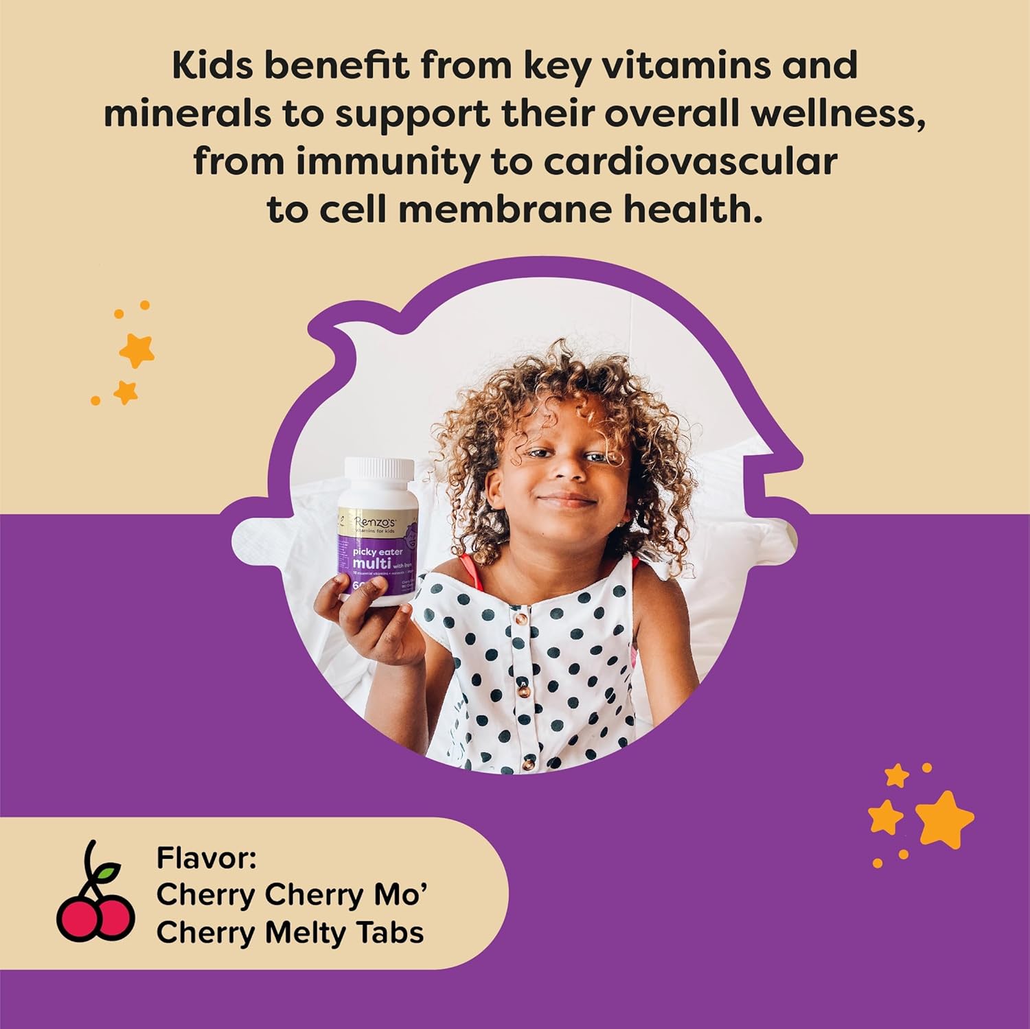 60 Sugar-Free Melty Tabs Kids Multivitamin with Iron I6405