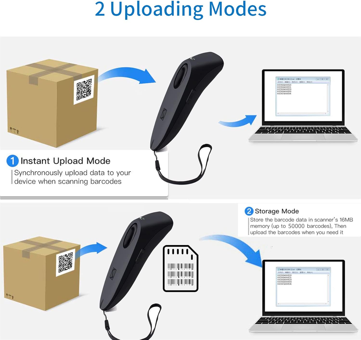 2 Pack Bluetooth Wireless Barcode Scanner Y45415