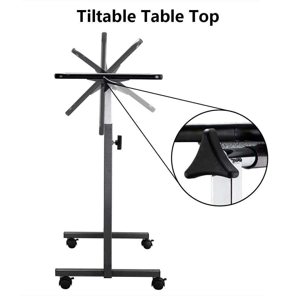 Adjustable Overbed Bedside Table with Wheels Gray S23639