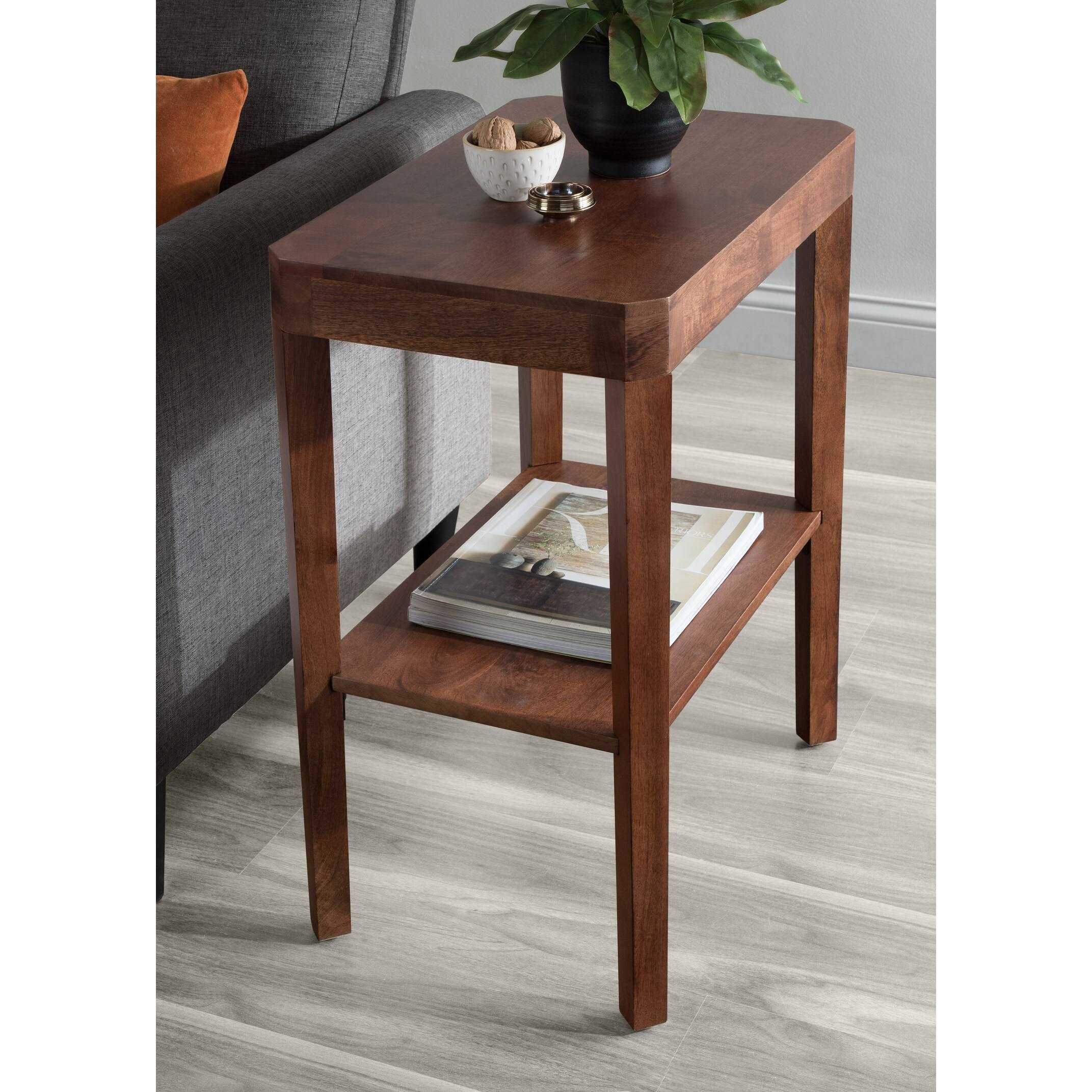 Walnut Brown Wood Side Table Y3875