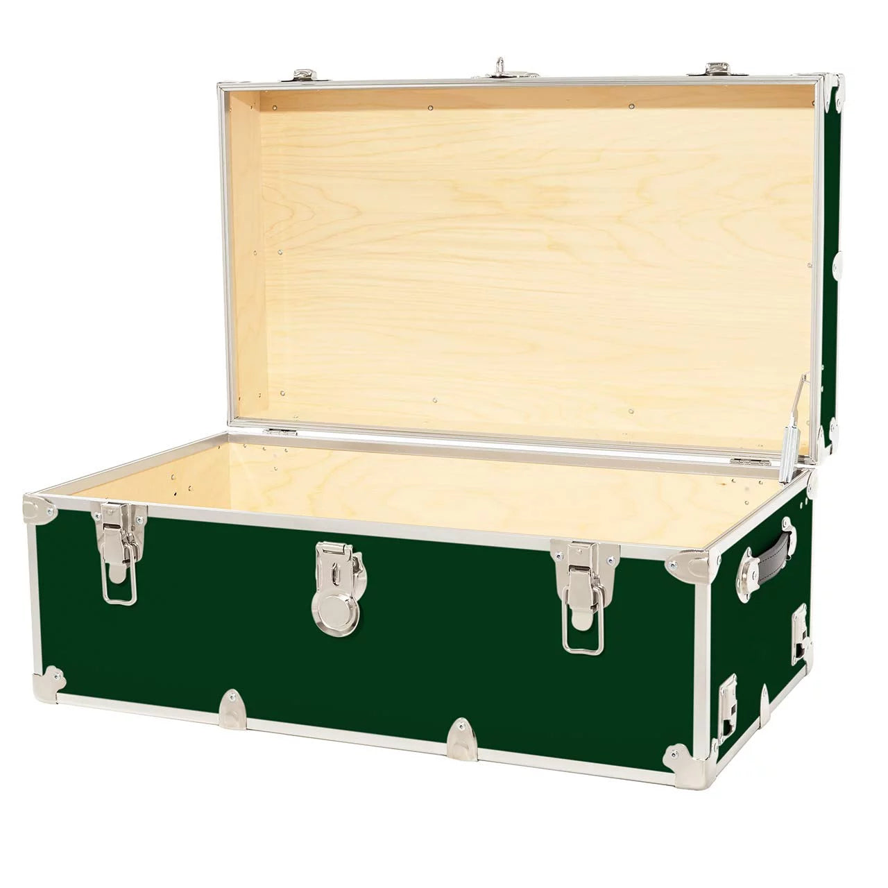 Large Leather Embossed Vinyl Trunk 32"x18"x14" Forest Green W328564