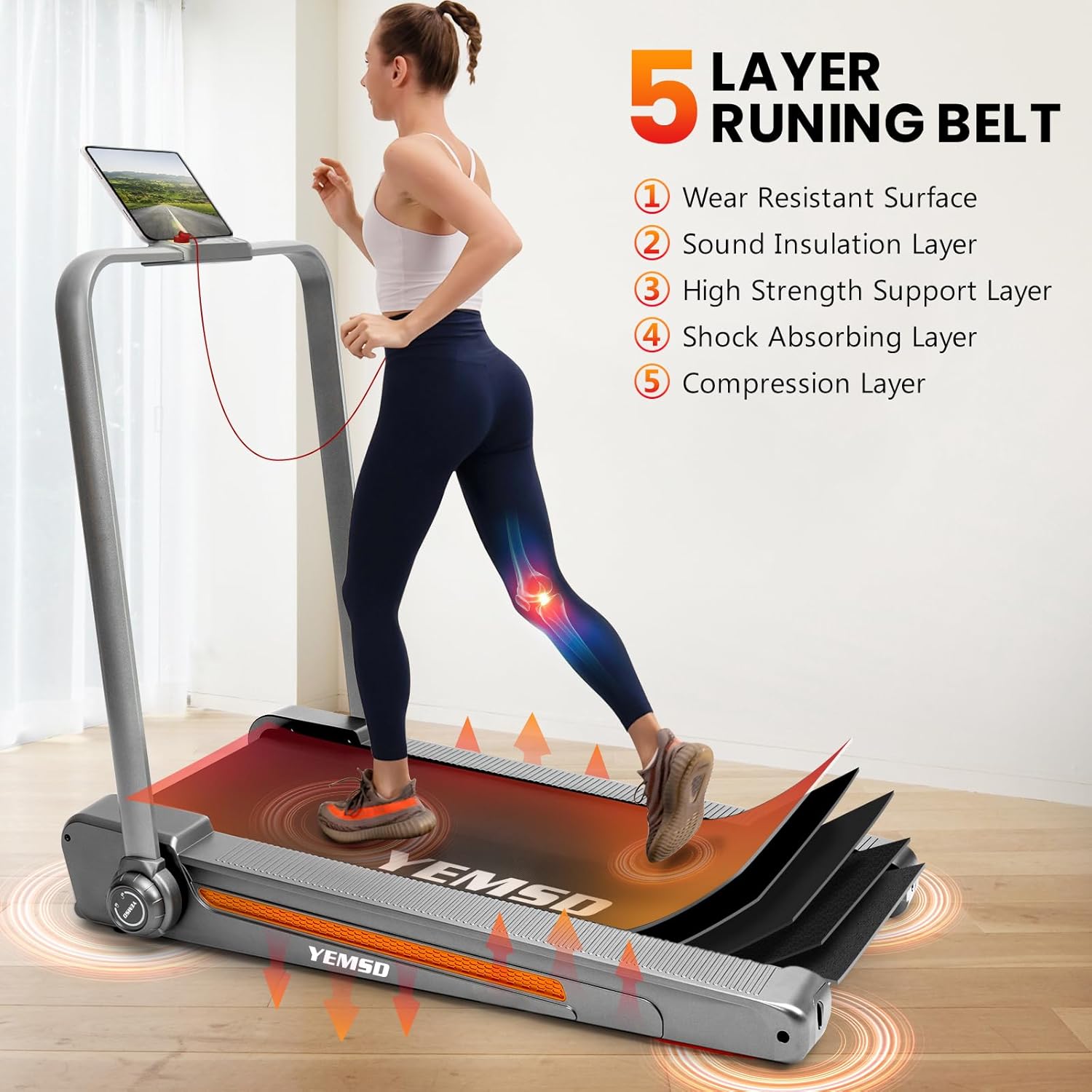 2 in 1 Foldable Treadmill with Incline, Walking Pad, 2.5HP, 330 LBS Weight Capacity P779