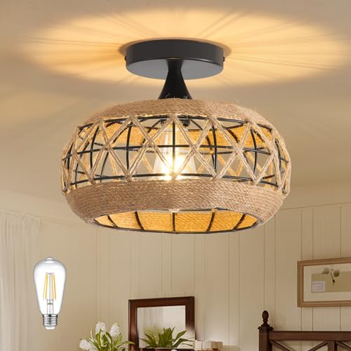 13" Flush Mount Natural Capiz Shell Ceiling Light 3 Light Mini Chandelier Gold Crystal Y544