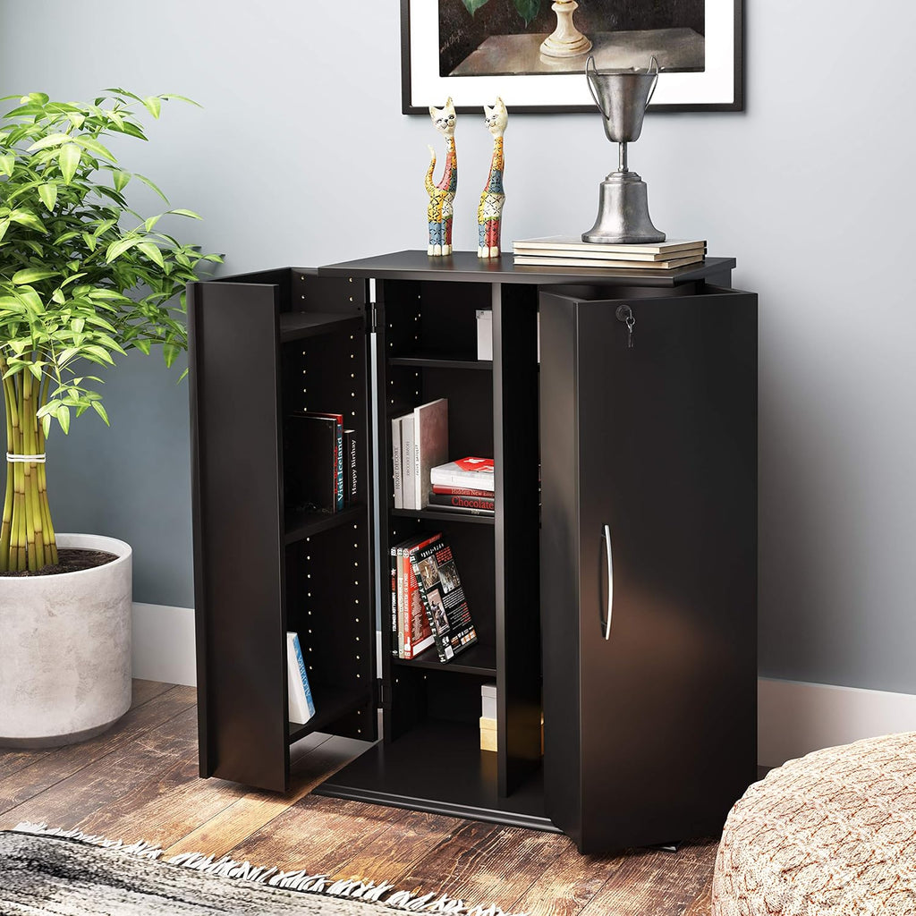 Black Locking Media Storage Cabinet T348