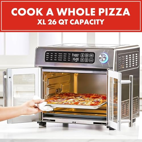 Extra Large French Door Air Fryer Toaster Oven Combo, Stainless Steel, 26QT Capacity B705518