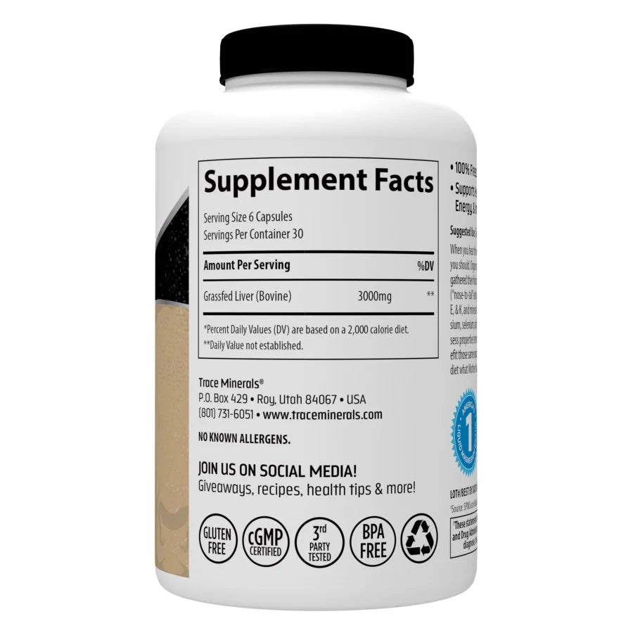 3000 mg Beef Liver Capsules, 180 Count W797