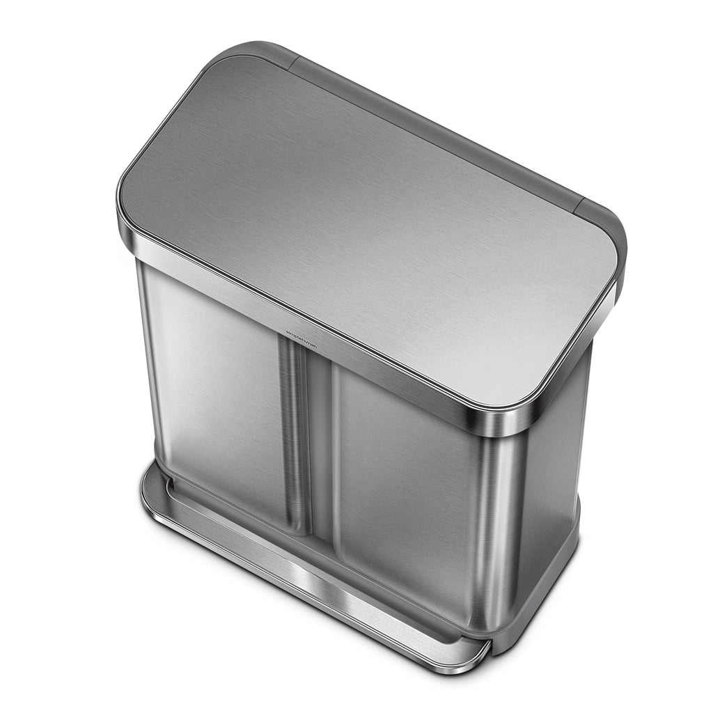 58 Liter Stainless Steel Dual Compartment Recycler Step Trash Can Y997877