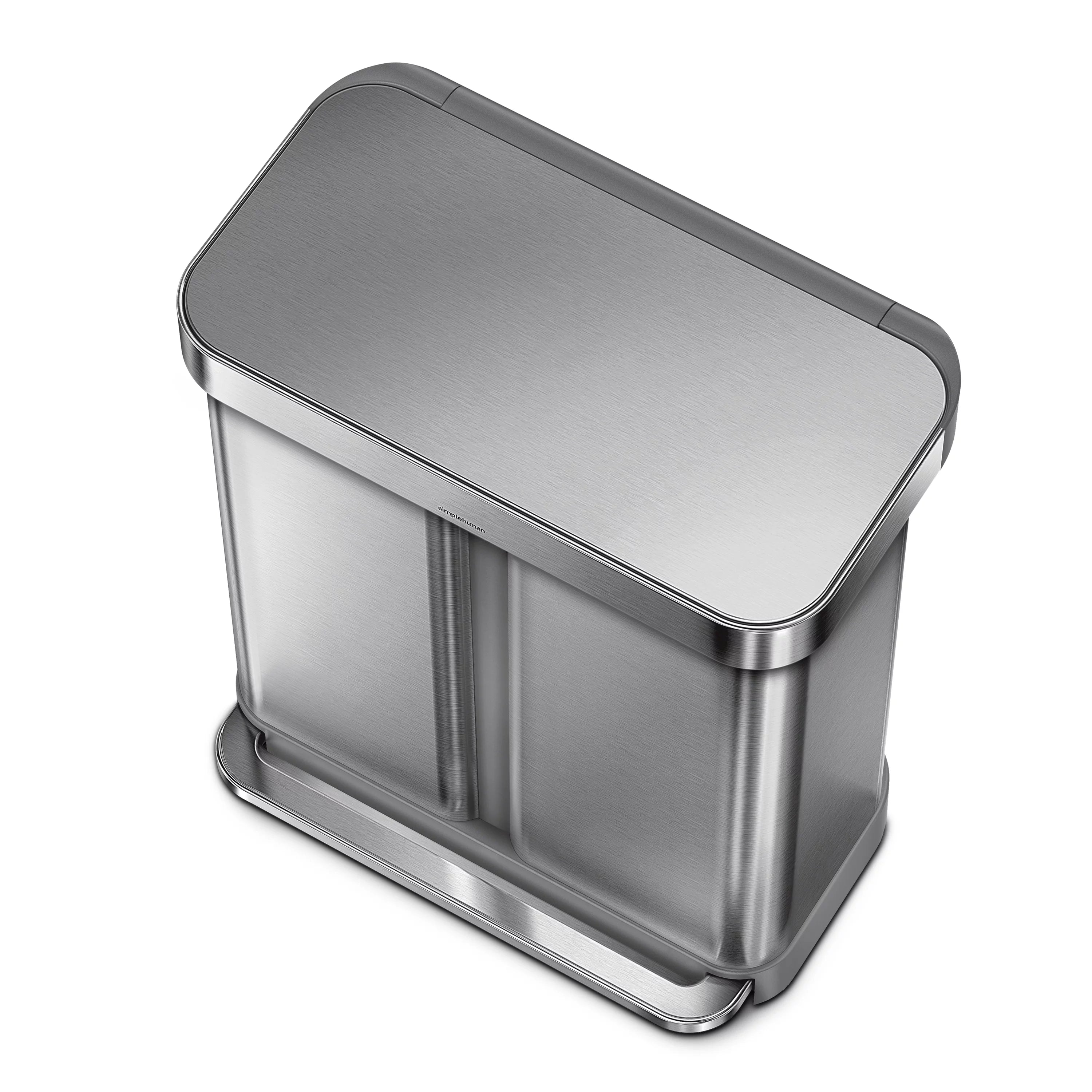 58 Liter Stainless Steel Dual Compartment Recycler Step Trash Can Y997877