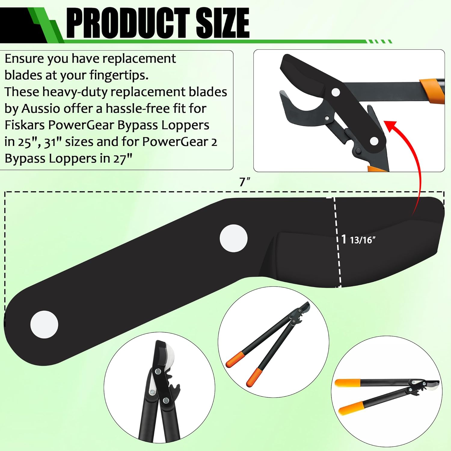 (2-Pack) Steel Replacement Blade for Loppers - Black I440