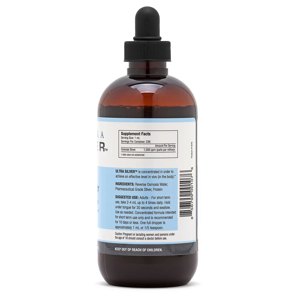 1000 PPM 8 Oz Colloidal Silver Mineral Supplement with Dropper S45456