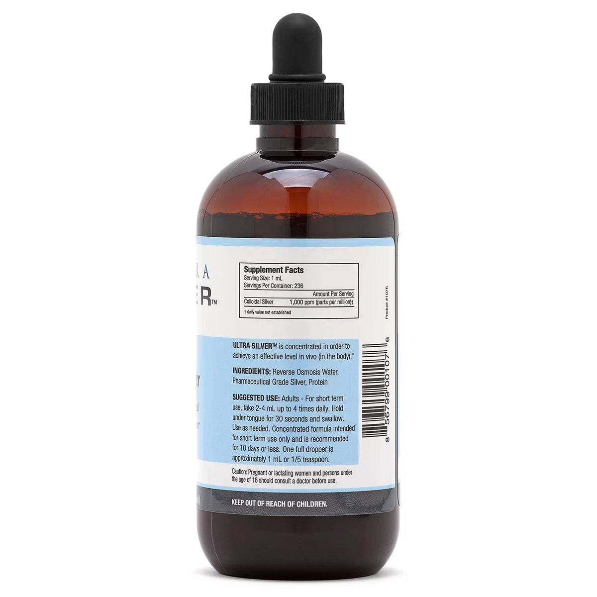 1000 PPM 8 Oz Colloidal Silver Mineral Supplement with Dropper S45456