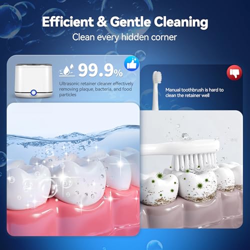 48kHz Ultrasonic Retainer Cleaner with 7.8OZ Dental Cleaning Pod I594