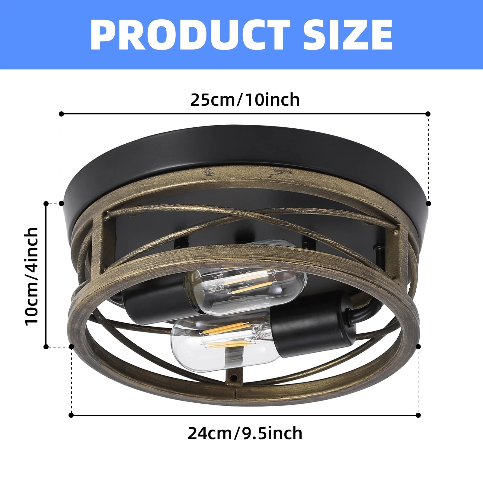 Bronze Round Metal Flush Mount Ceiling Light Fixture E108781