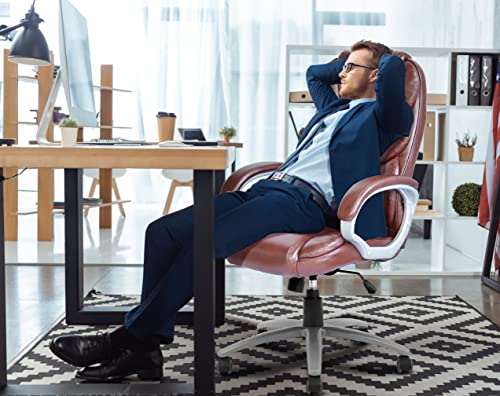 Big and Tall High Back Leather Office Chair with Armrest S665