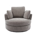 Beige Oversized Round Chenille Swivel Accent Barrel Chair with 3 Pillows F81308