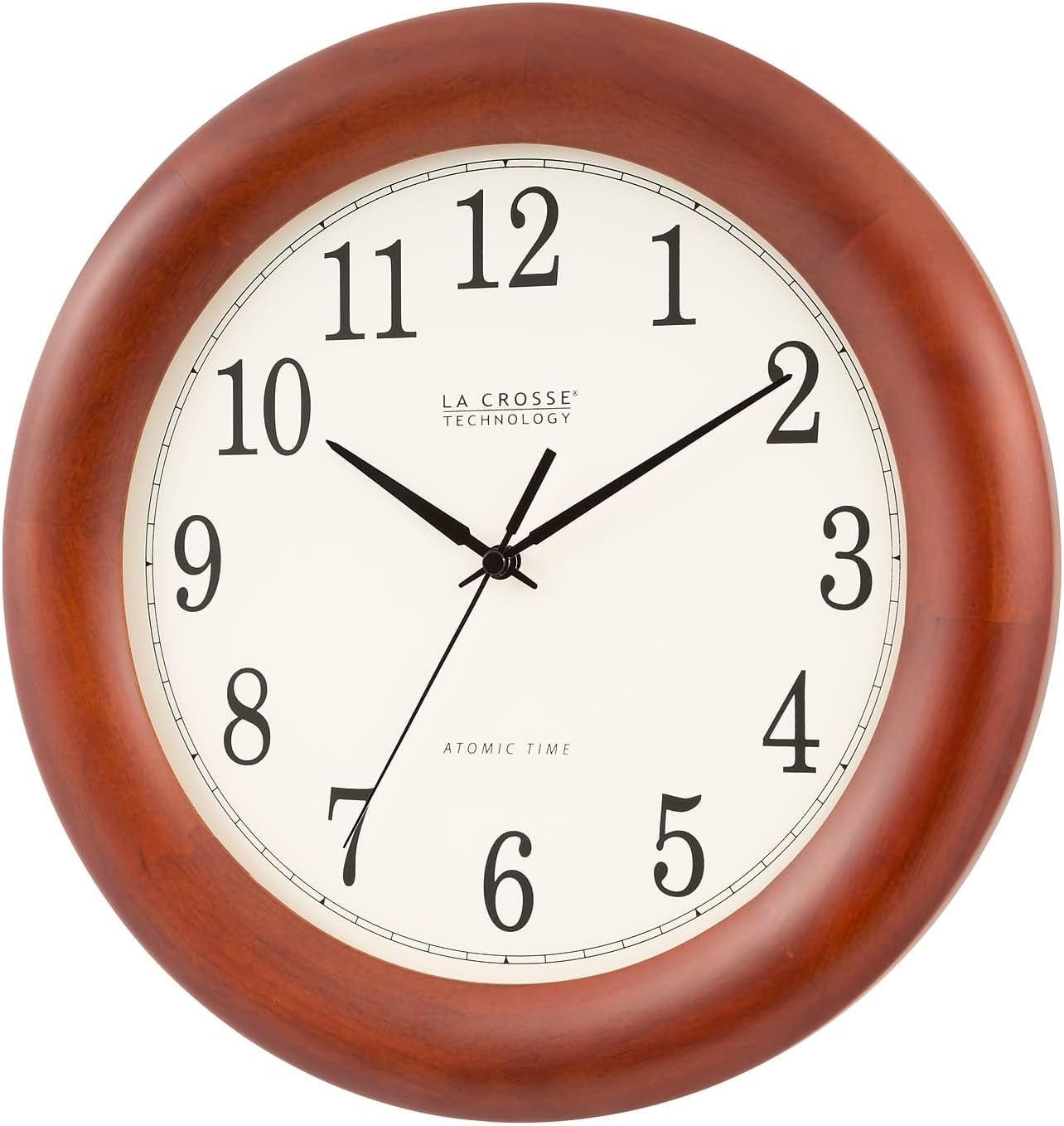 12.5 Inch Cherry Wood Atomic Analog Clock L3336