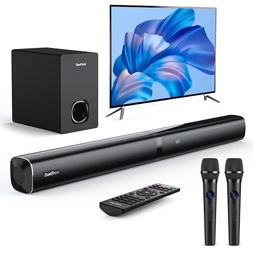 Karaoke Soundbar with Subwoofer, 2 Wireless Microphones, Bluetooth Speaker with Remote W885