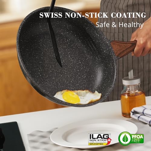 Nonstick Frying Pan Skillets, Swiss Granite Coating, PFOA Free (9.5+11+12.5 Inch) N232148
