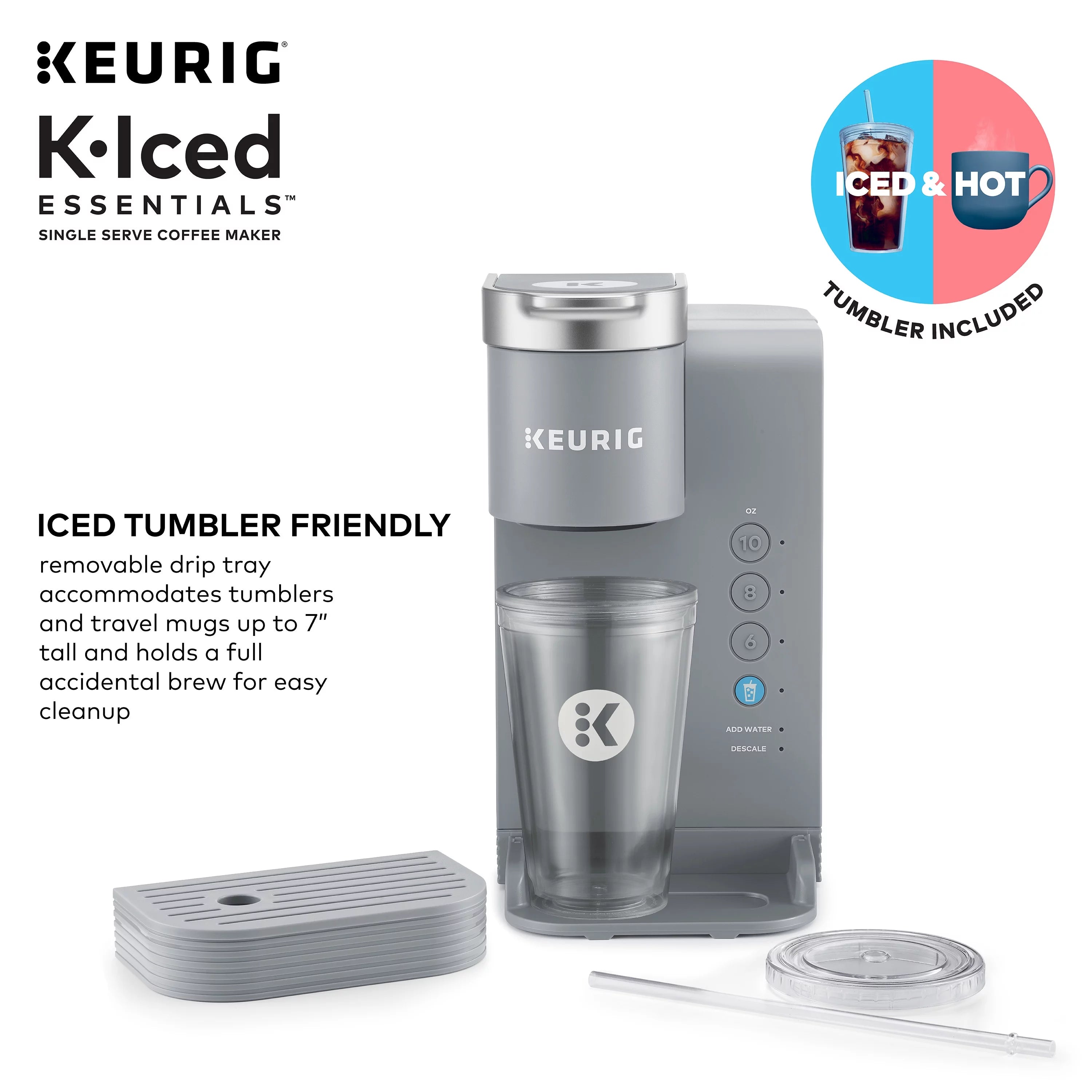 Gray Iced and Hot Single-Serve K-Cup Pod Coffee Maker H131