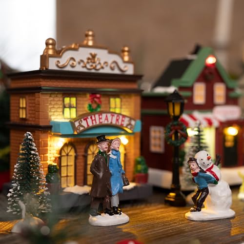 17 PCS Pre-Lit Christmas Village Set L57195