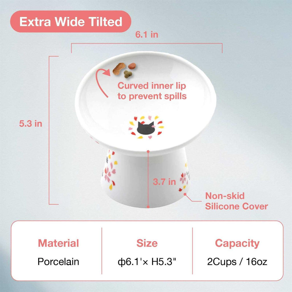 Extra Wide Raised Cat Food Bowl U331