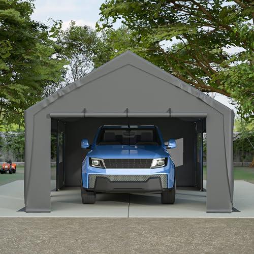 Carport 20x12ft Portable Garage with Roll-up Ventilated Windows & Removable Sidewalls P866
