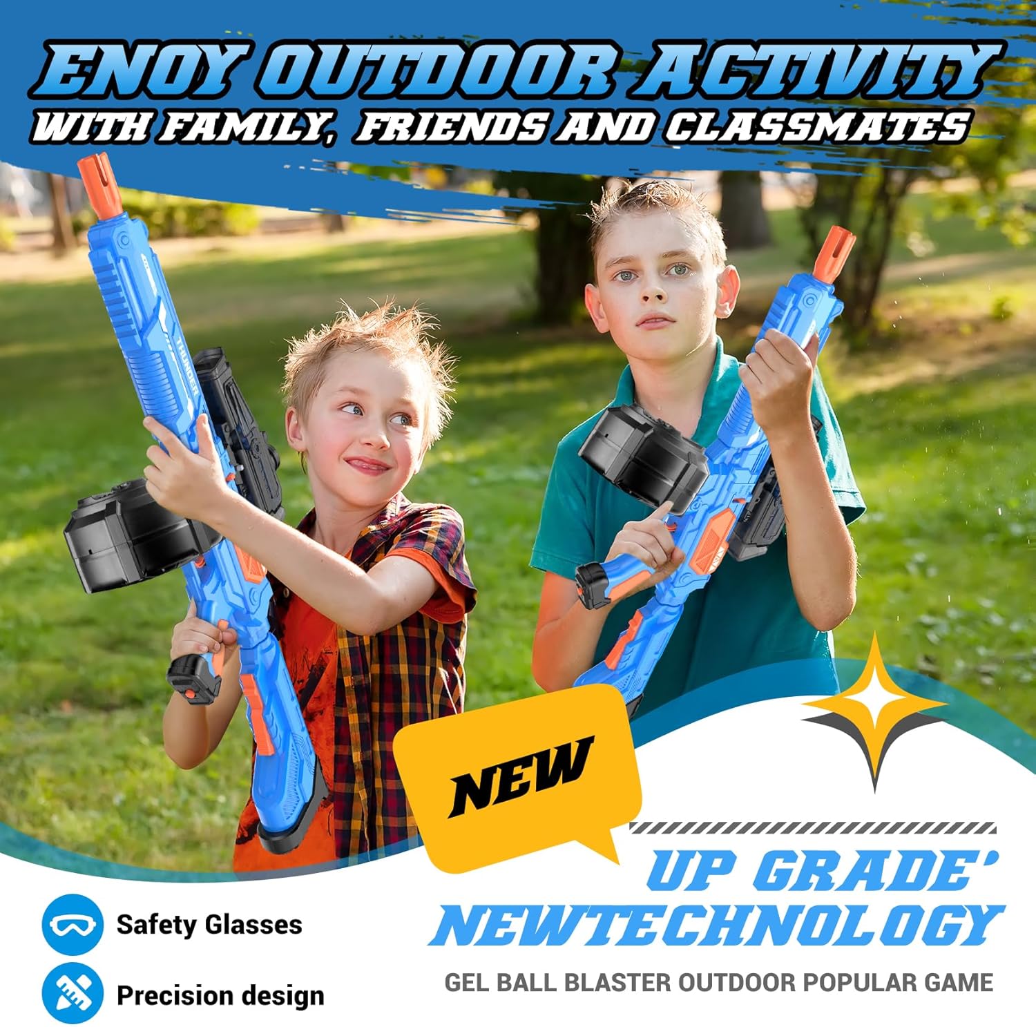 Large Gel Ball Blaster with Drum, Electric Splat Blaster（Blue） Q100365