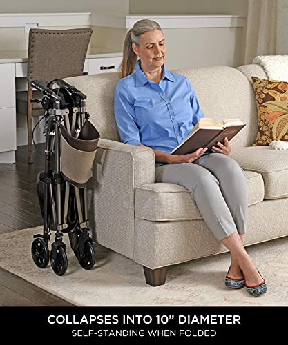 Short Foldable 4-Wheel Rolling Walker with Seat and Locking Brakes Q60871