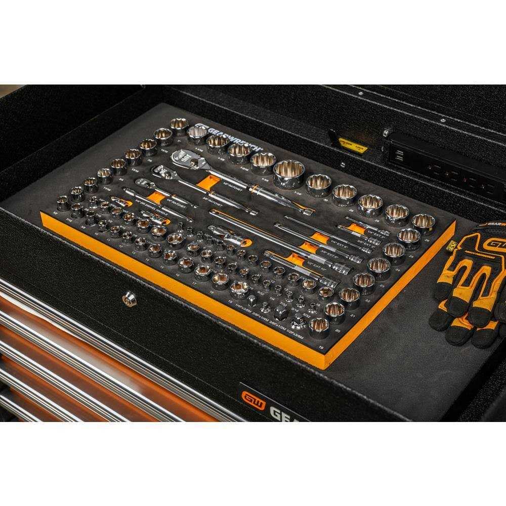 83 Pc. 1/4 3/8 1/2 90-Tooth SAE/Metric Mechanics Tool Set with EVA Foam Tray V952482