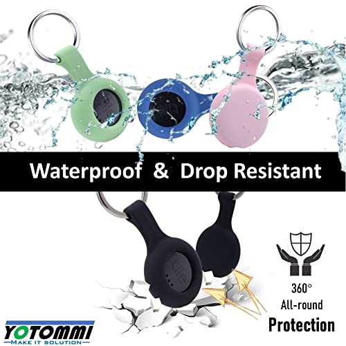 4 Packs Silicone Case for Tile Tracker Tag with Keychain (Black,Green,Pink,Blue) U854370