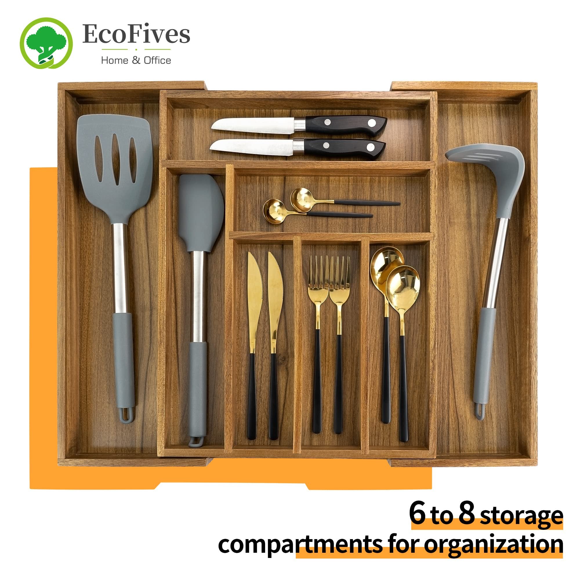 Acacia 8 Compartment Cutlery Tray Organizer I89526