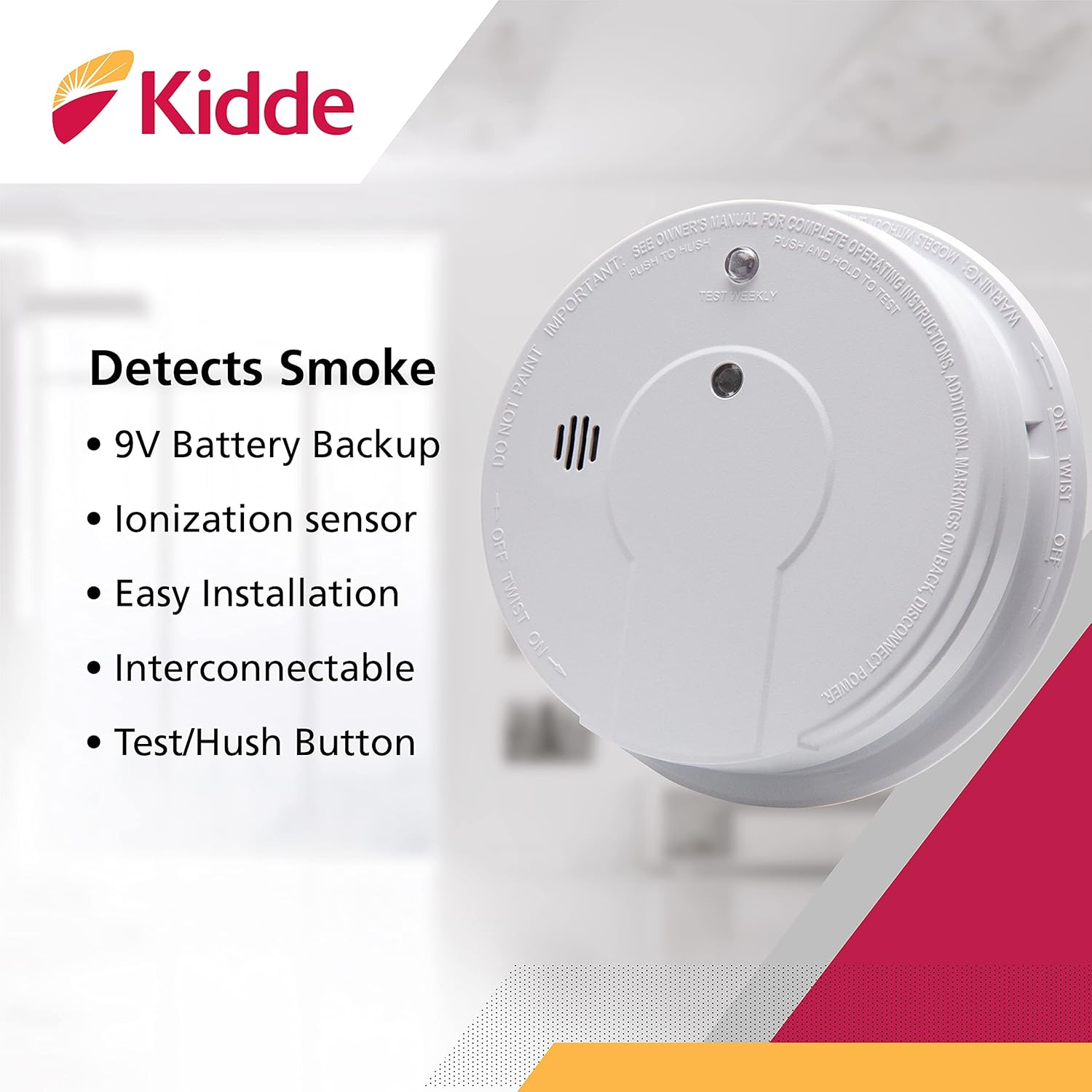 120V AC Wire-In Smoke Alarm with Battery Backup L812