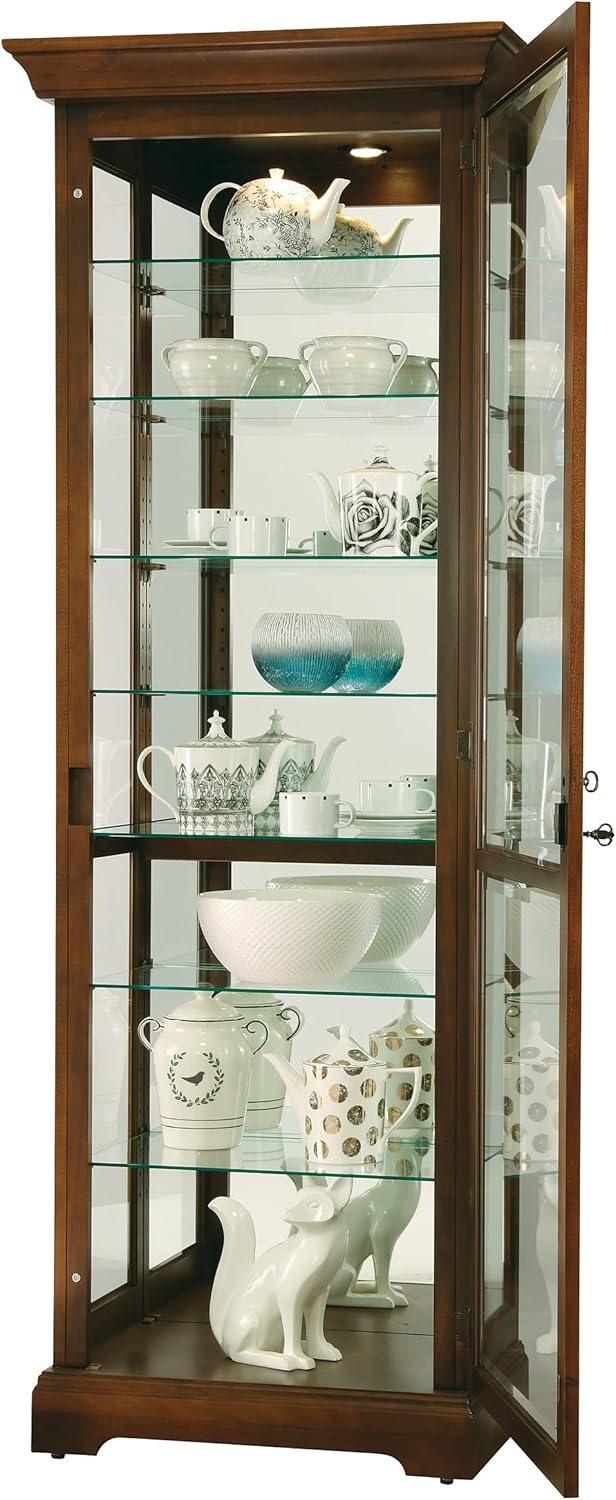 Cherry Bordeaux Seven Glass Shelves Curio Cabinet D138
