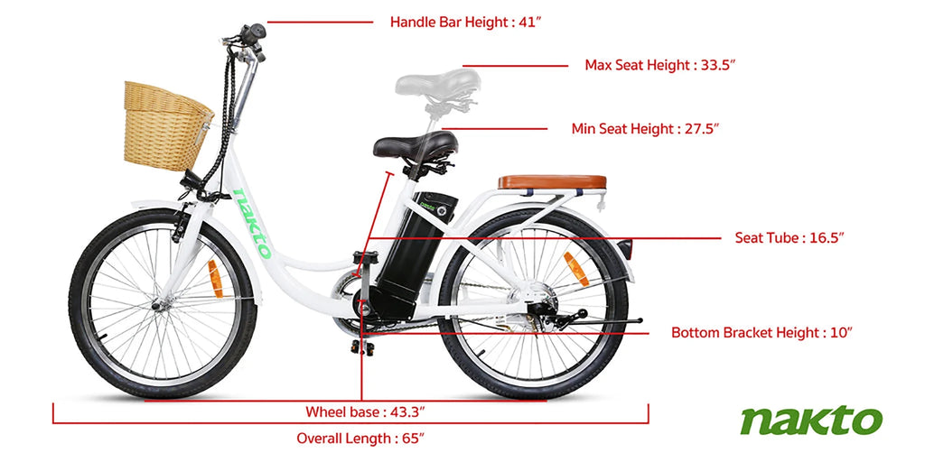 White 22" Electric Bicycle 250 W 36 V 10 Ah Lithium-Ion Battery G97557