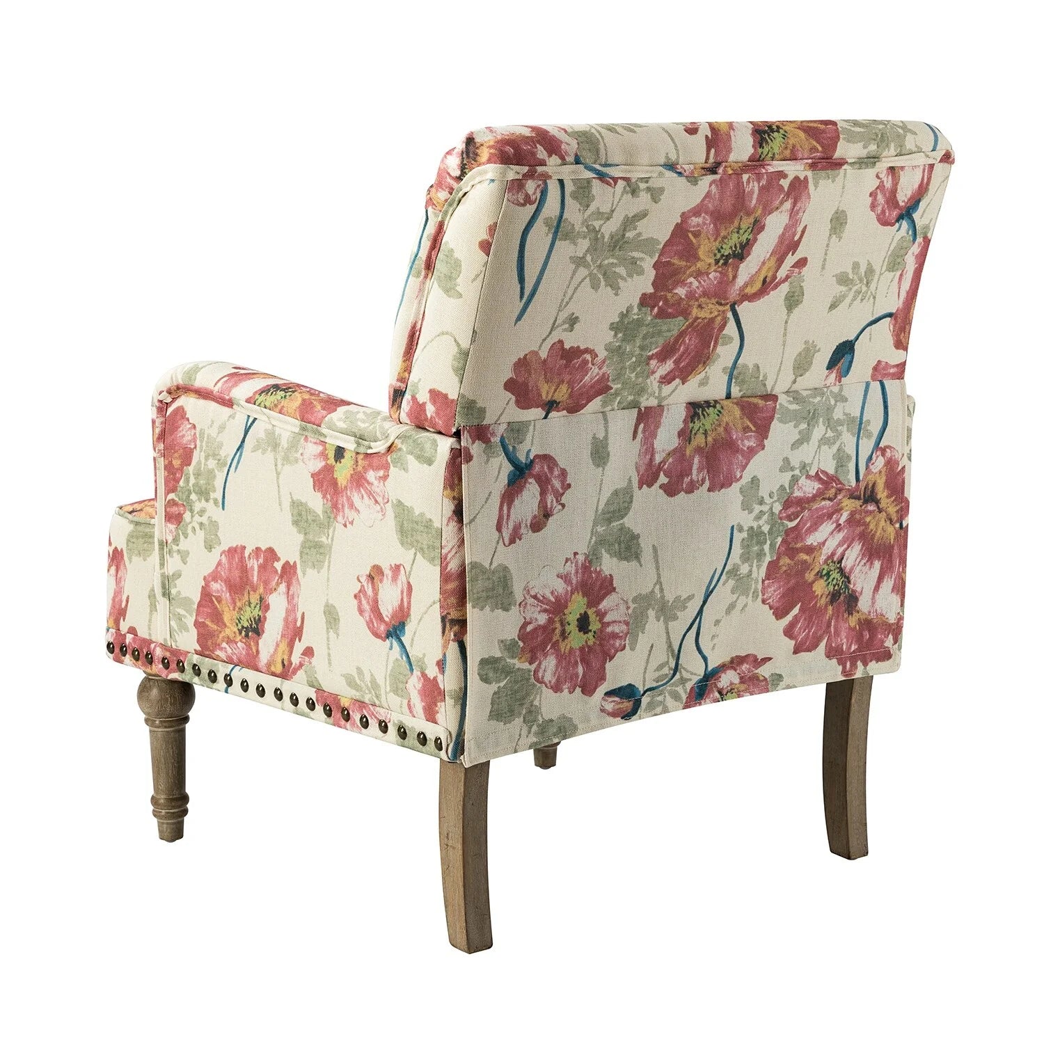 Set of 2 Floral Fabric Upholstered Accent Armchair with Nailhead Trim X751967