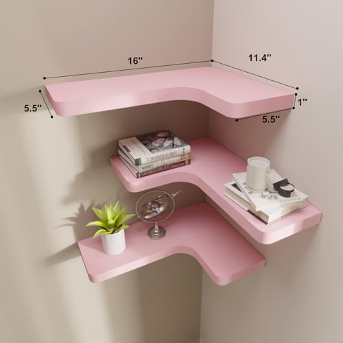 Black Solid Wood Corner Floating Shelves Set of 3 M990